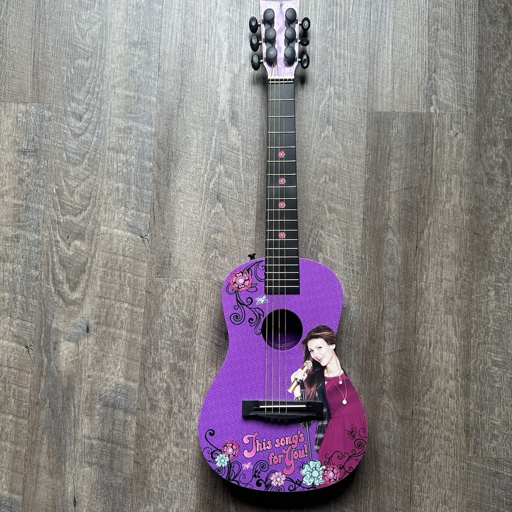 Rare Nickelodeon iCarly Acoustic Guitar  2012 Viacom Inc Purple  Needs Repairing